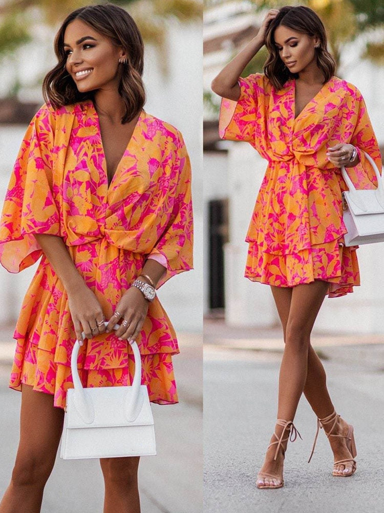 Filomena V-neck Mini Dress for Women Chic Boutique Style