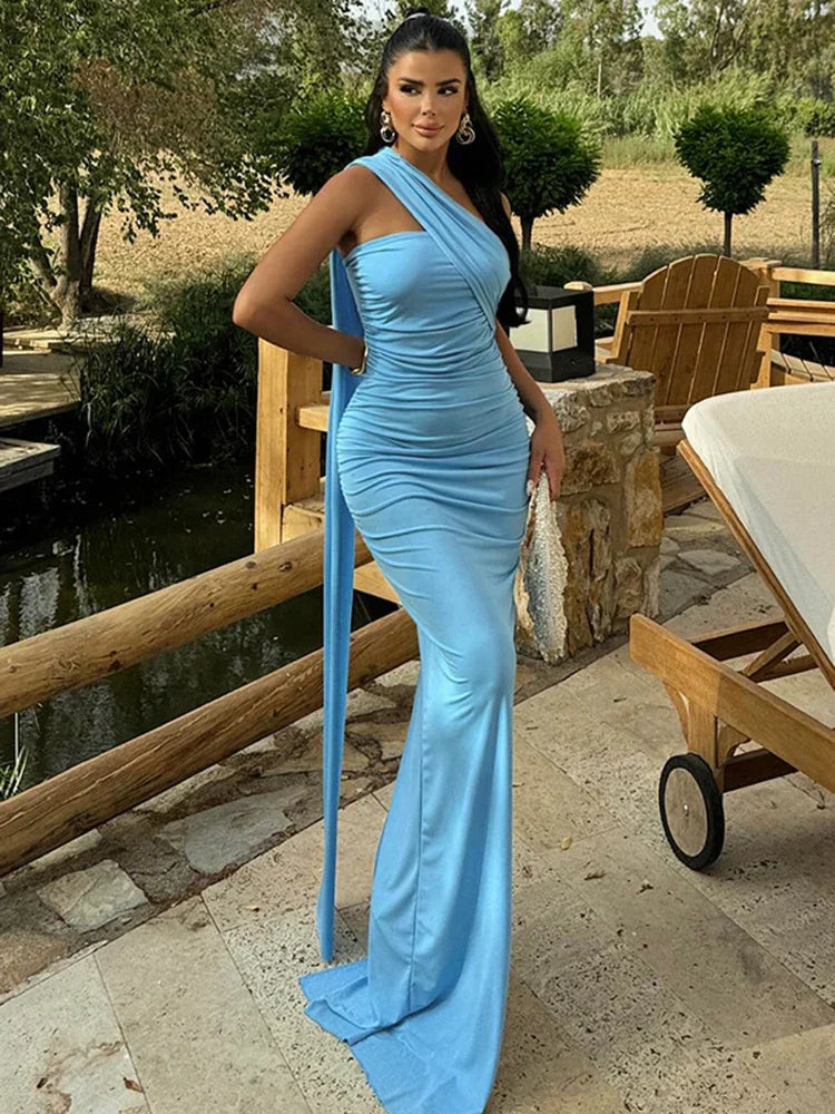 Strapless Off Shoulder Pleated Maxi Dress - VelvetHem