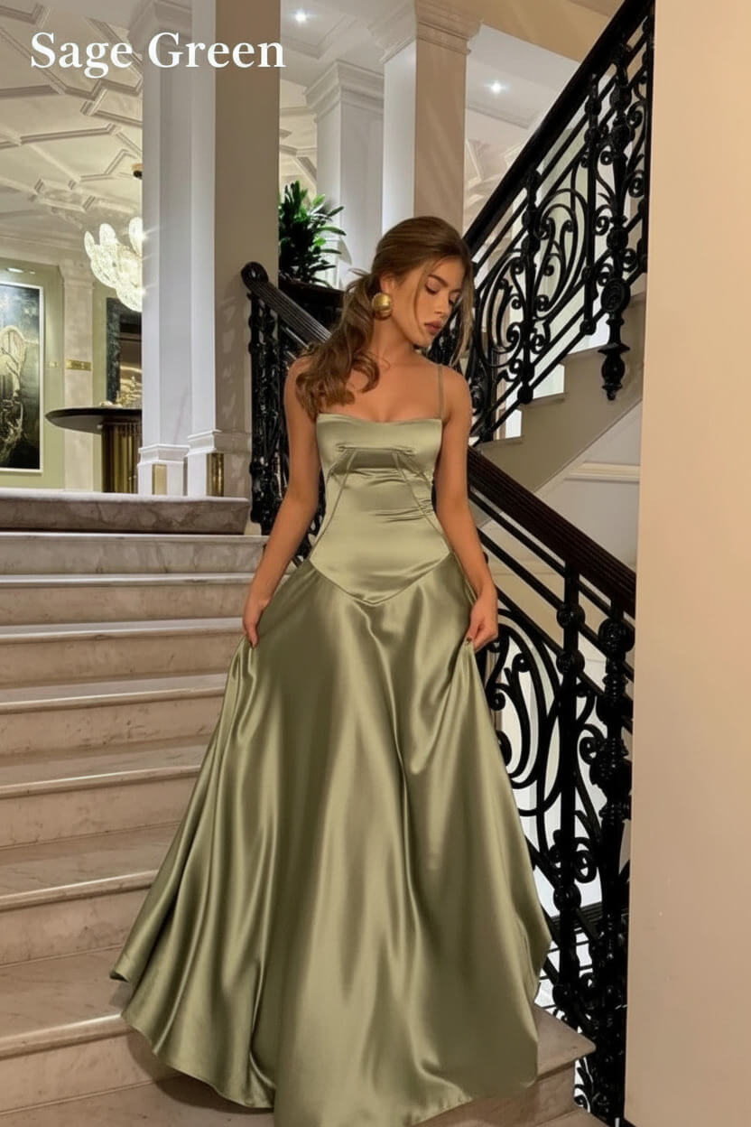 Suzhoufashion Brown Luxe Silk-Look Long Evening Dress With Fitted Bodice Formal Evening Gown