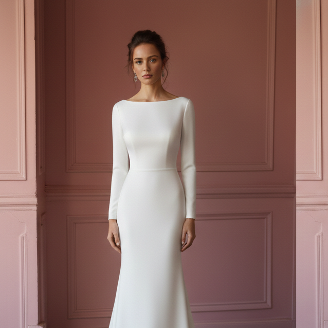 Satin Mermaid Wedding Dress Minimalist Long Traditional Wear - View 4 | VelvetHem