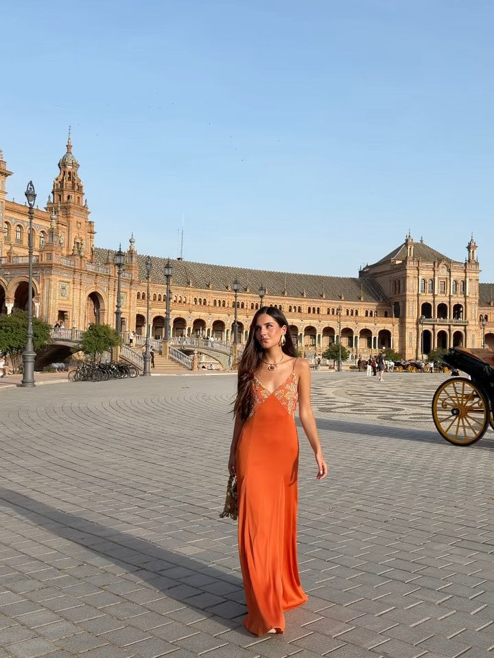 The Beaded Orange Slip Dress