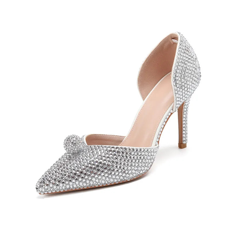 Luxury Handmade All Rhinestones Women Pumps Runway style Spring Summer Fashion Wedding Thin High Heels Lady Party Banquet Shoes Silver