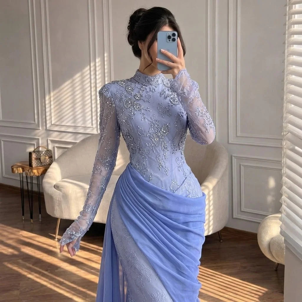 Zapdress Customized Wine Red Mermaid Evening Dresses with Wrap Skirt High-End Lace Formal Party Gowns for Women (ZD17283)