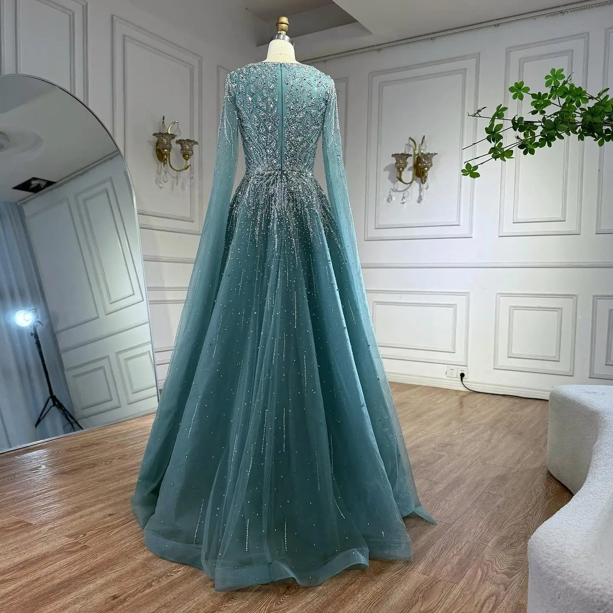 Zapdress 2026 Customized Pink Luxury Beaded A Line Evening Dress with Cape Sleeves Party Gowwns for Wedding Guest (ZD17209)