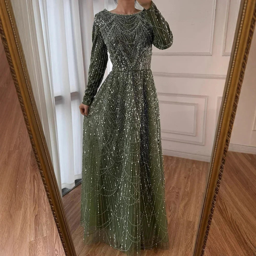 Zapdress Wine Red Long Sleeves Muslim A-line Evening Dress Pearls Beaded Party Gowns for Women Plus Size Customized DLA72738B (ZD17339)