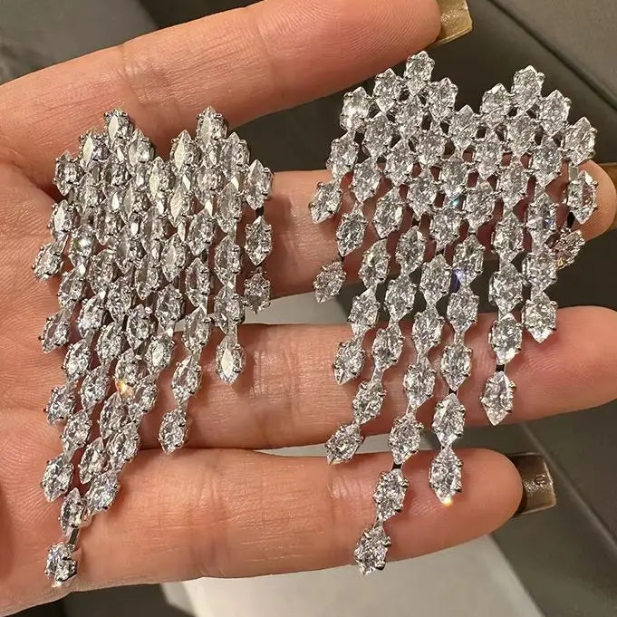 Luxury Heart CZ Zircon Bridal Earrings Cubic Zirconia Drop Wedding Earring For Brides Accessories Women Birthday Gift Jewelry