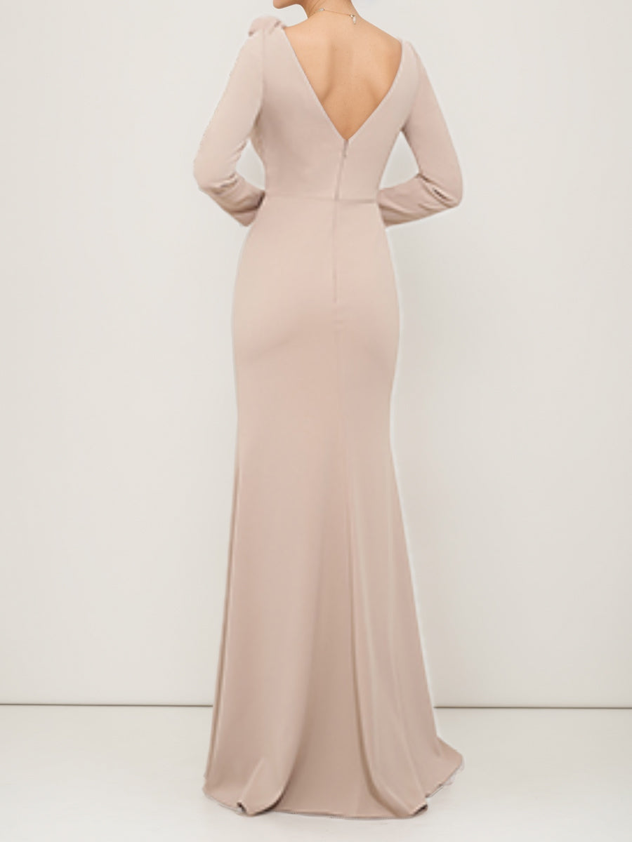 Scoop Neck Sheath Column Dress for Mother of the Bride & Groom Featuring 3D Floral Details