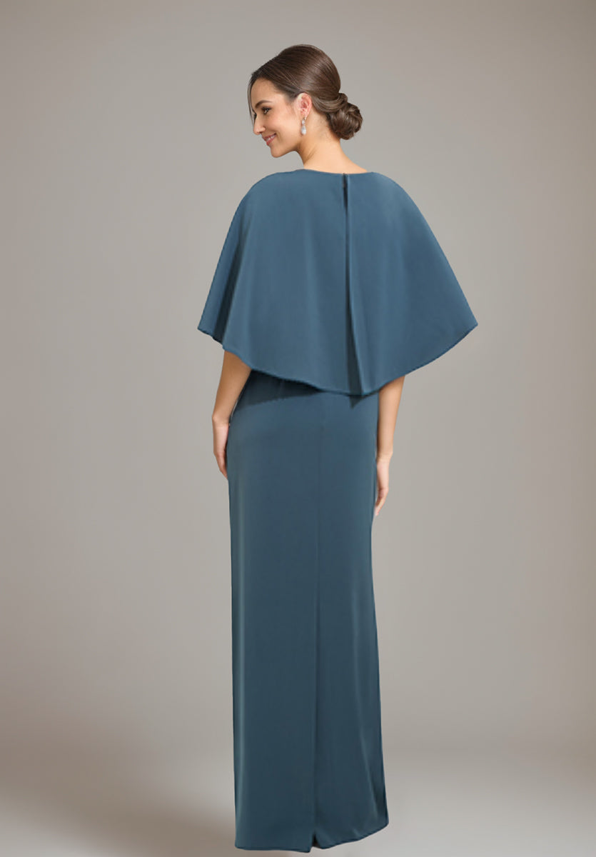 Scoop Neck Sheath Column Dress for Mother of the Bride & Groom with Appliques and Beadings