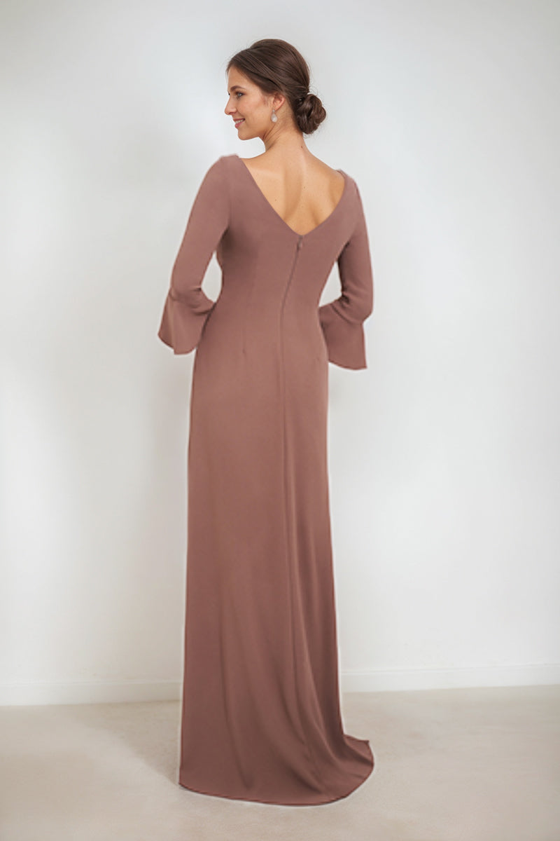 Scoop Neck Sheath Column Dress for Mother of the Bride & Groom with Appliques and Side Split