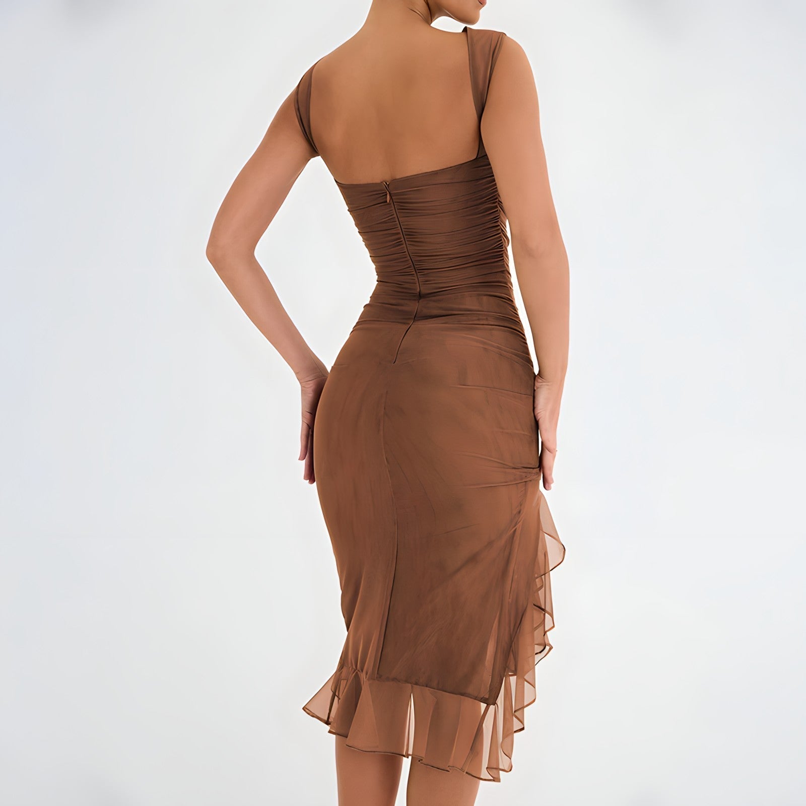 Penelope Effortless Midi Dress with Ruffles Boutique Collection