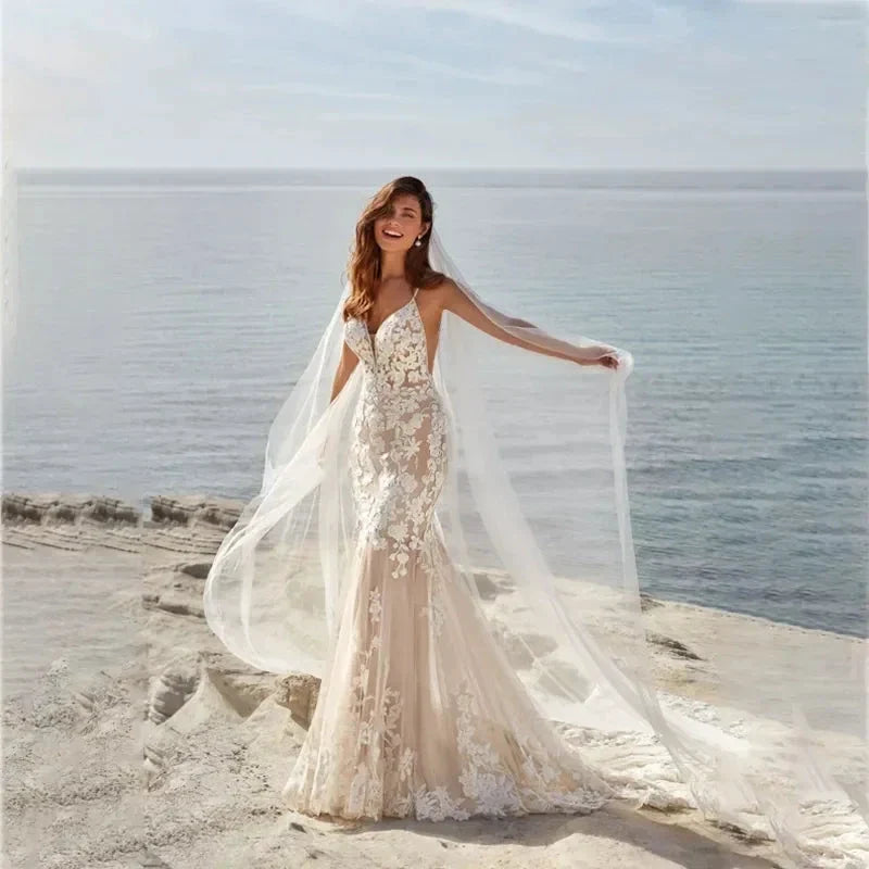 MACDOUGAL Boho Wedding Dress off The Shoulder Vintage Lace Appliques Bride Dresses Vestido De Novia Custom Made For Women (ZD14269)