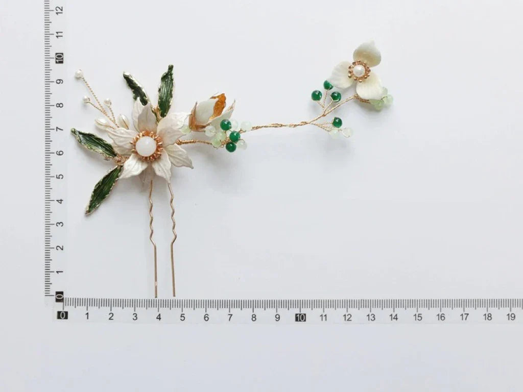 Flower Leaf Hair Pin Clip Imitation Pearl Hairpin For Bride Women Party Gold Color Head Piece Wedding Accessories Bridal Jewelry
