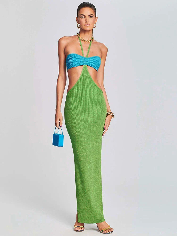 Halter Neck Shoulder Bikini Wrap Knit Beach Cover - Up