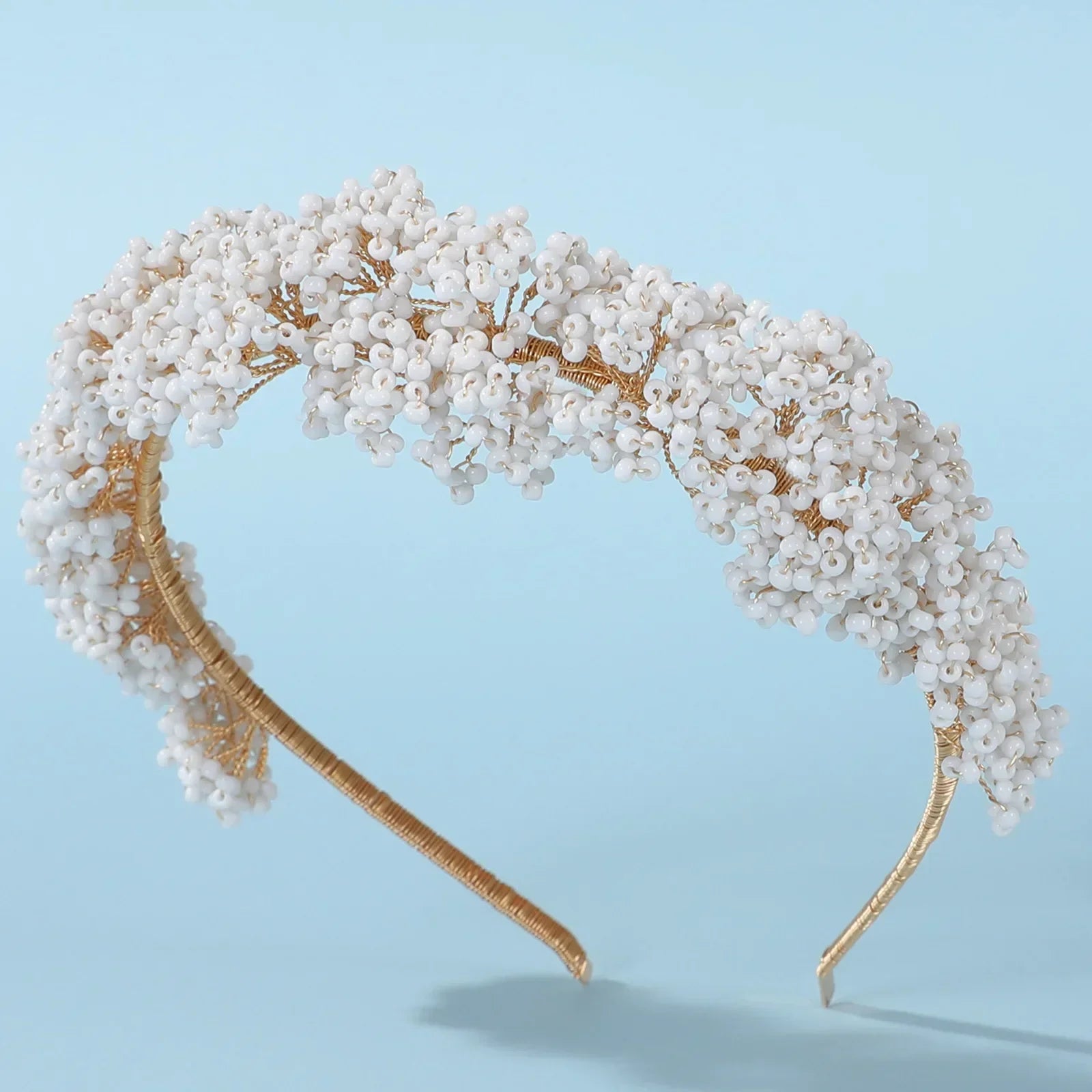 Gold Color Headband Hairband Handmade Headpiece For Bride Women Headwear Headdress Bridal Hair Jewelry Wedding Accessories