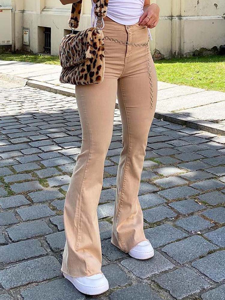 Y2k New Women Brown Jeans High Waist Wide Leg Pants Trousers Comfort Casual Denim Mom Pants