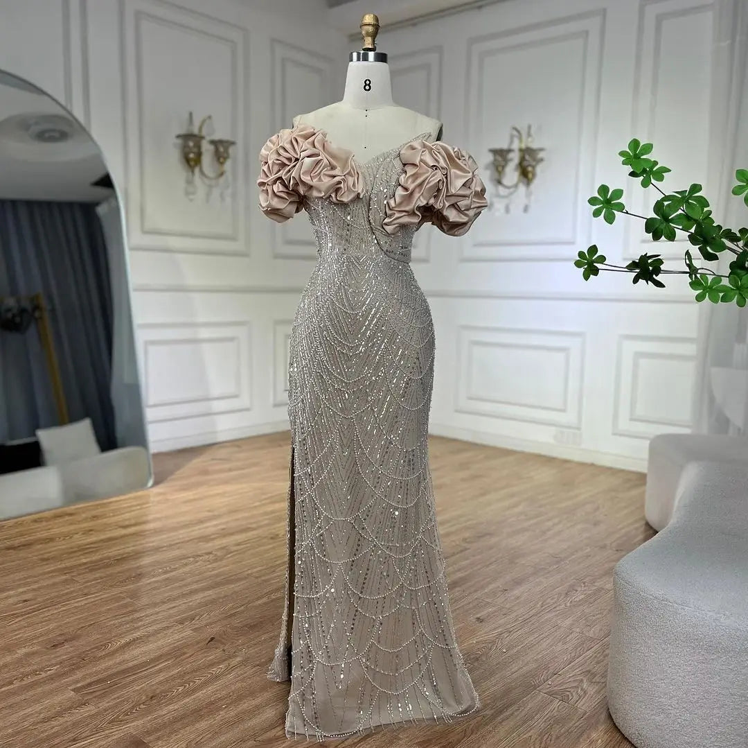 Zapdress Customized Sage Green Off Shoulder Mermaid Evening Dresses 2024 Arabic Formal Gowns For Women Wedding Party (ZD17307)
