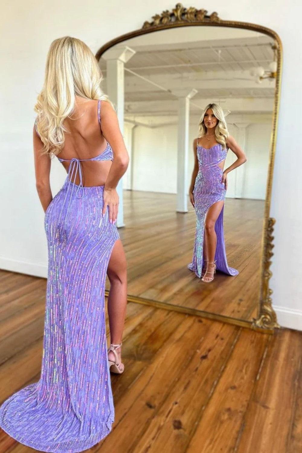 Suzhoufashion Sequin Prom Party Dress With Open Back And Long Silhouette Formal Evening Gown