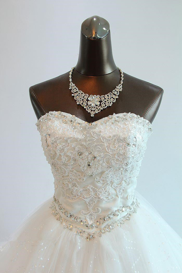 Sequined Lace-Up Sweetheart  Wedding Dresses Charming Sleeveless Ball Gown Bridal Dresses