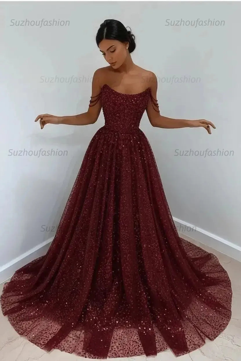 Elegant Sleeveless Blue Lace Prom Dress Long