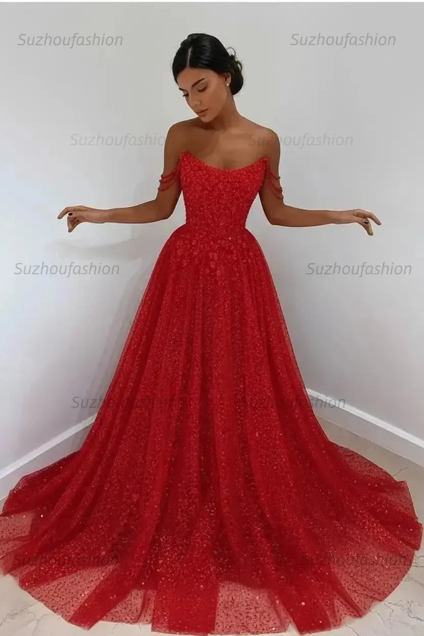 Elegant Sleeveless Blue Lace Prom Dress Long