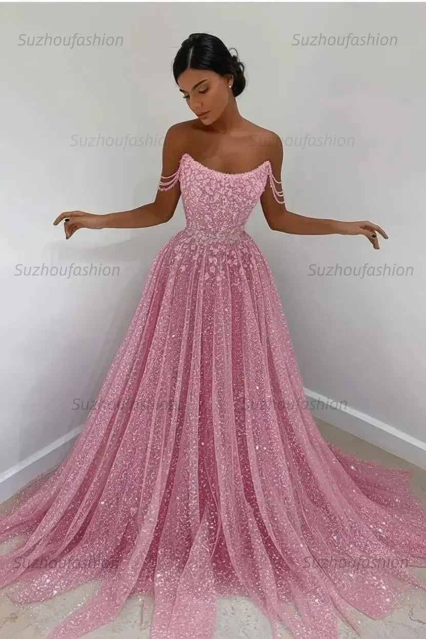 Elegant Sleeveless Blue Lace Prom Dress Long