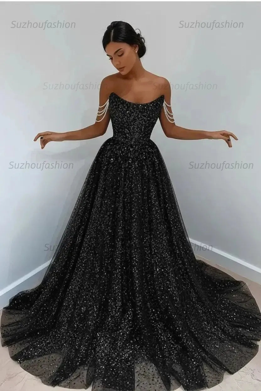 Elegant Sleeveless Blue Lace Prom Dress Long