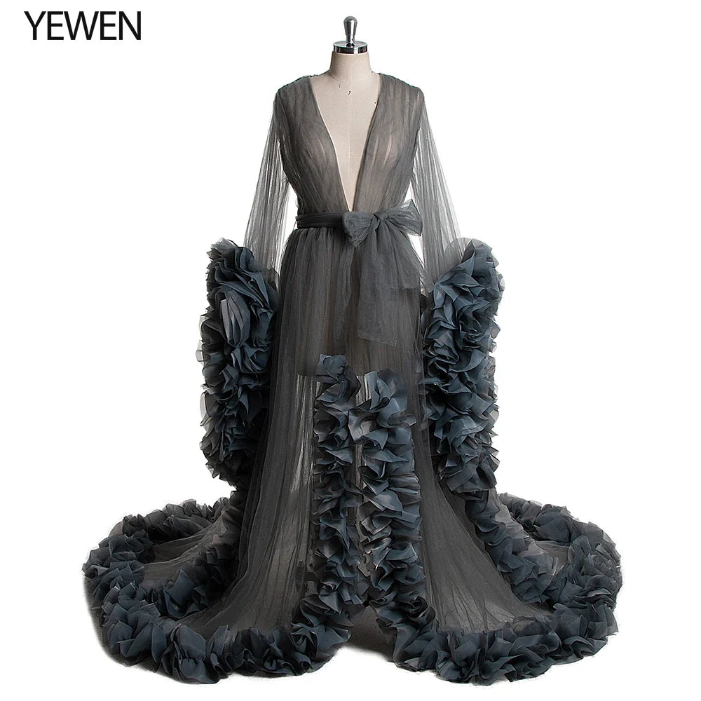 Sexy Maternity Photography Dresses Organza Ruffle Pregnancy Photo Shoot Dress Long Women Maxi Maternity Gown vestidos Sunnderly