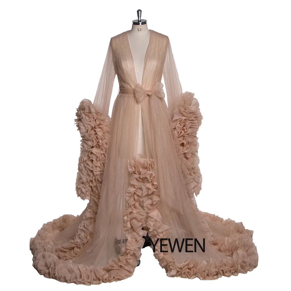 Sexy Maternity Photography Dresses Organza Ruffle Pregnancy Photo Shoot Dress Long Women Maxi Maternity Gown vestidos Sunnderly