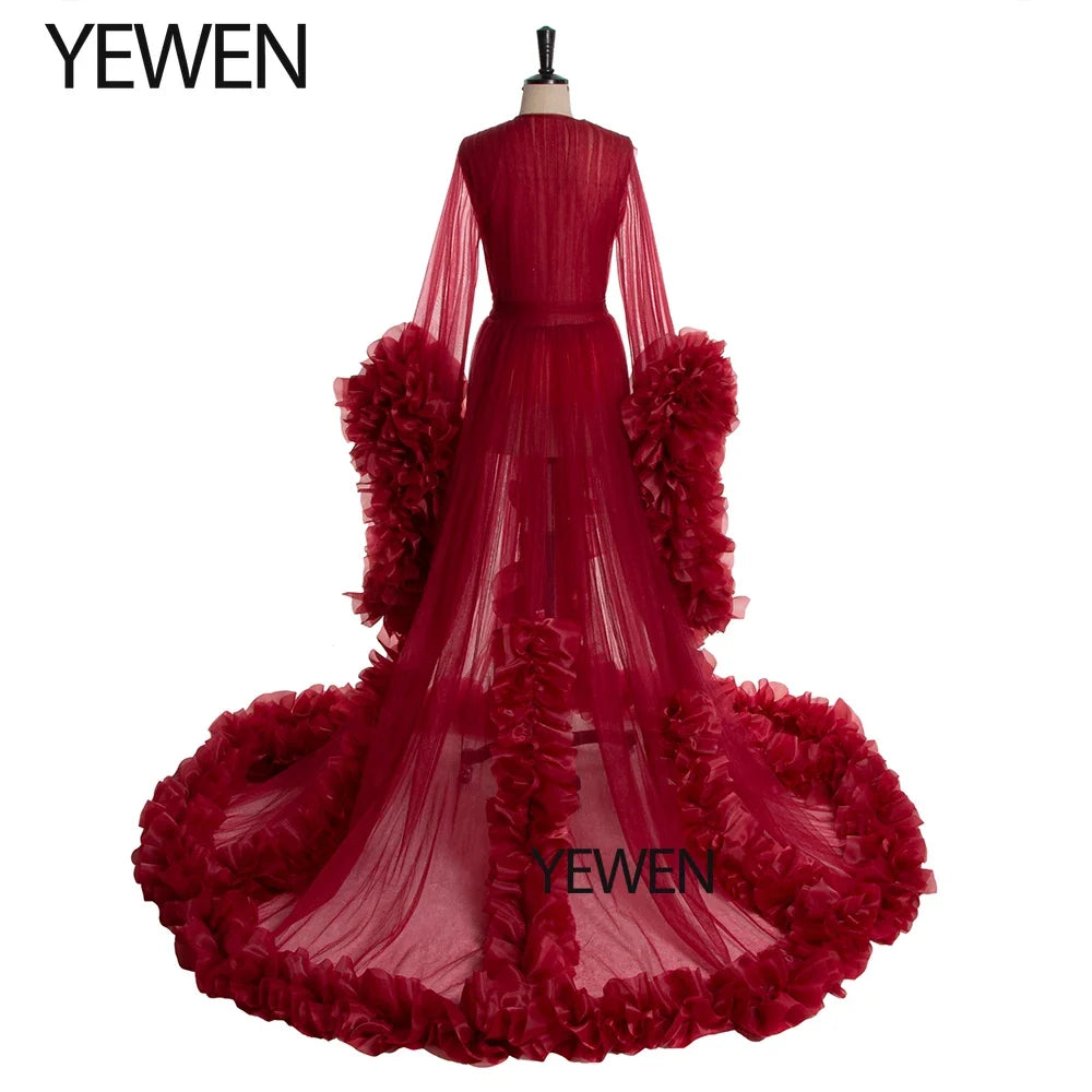 Sexy Maternity Photography Dresses Organza Ruffle Pregnancy Photo Shoot Dress Long Women Maxi Maternity Gown vestidos Sunnderly