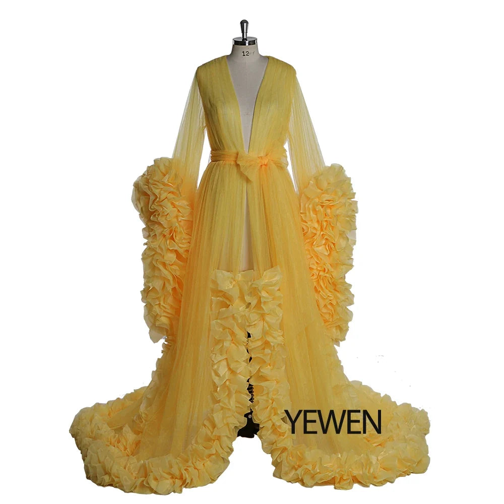 Sexy Maternity Photography Dresses Organza Ruffle Pregnancy Photo Shoot Dress Long Women Maxi Maternity Gown vestidos Sunnderly