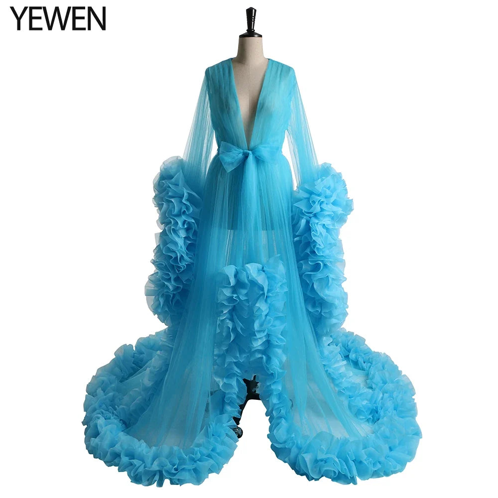 Sexy Maternity Photography Dresses Organza Ruffle Pregnancy Photo Shoot Dress Long Women Maxi Maternity Gown vestidos Sunnderly