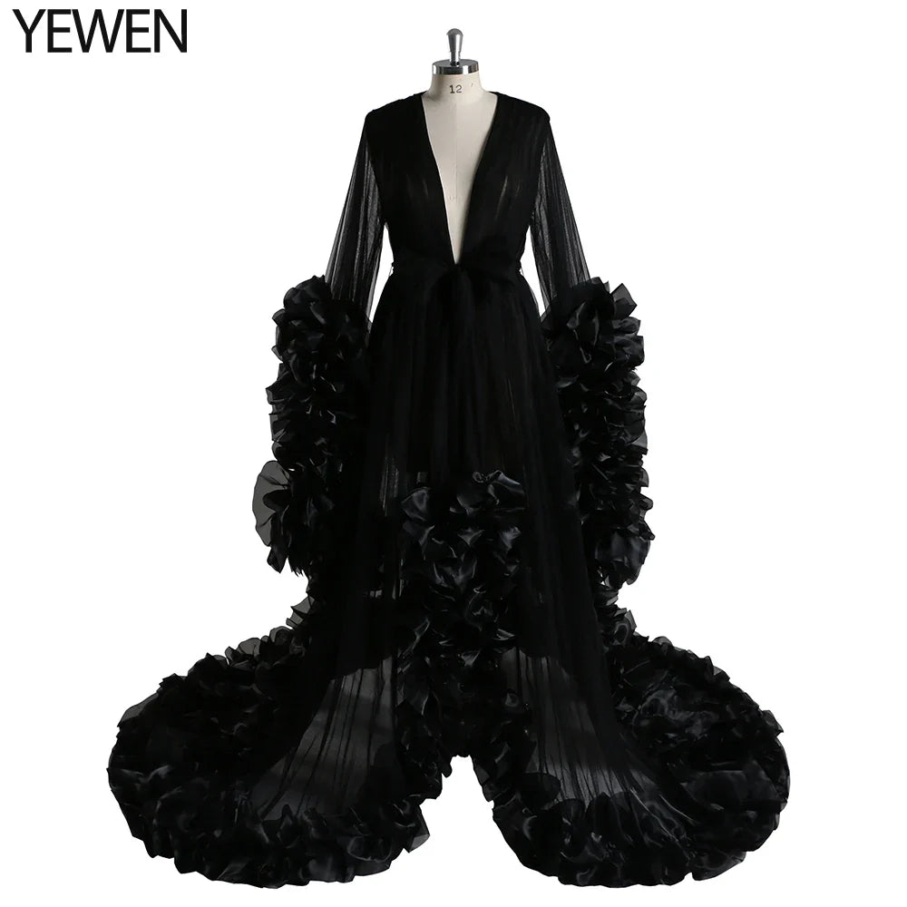 Sexy Maternity Photography Dresses Organza Ruffle Pregnancy Photo Shoot Dress Long Women Maxi Maternity Gown vestidos Sunnderly