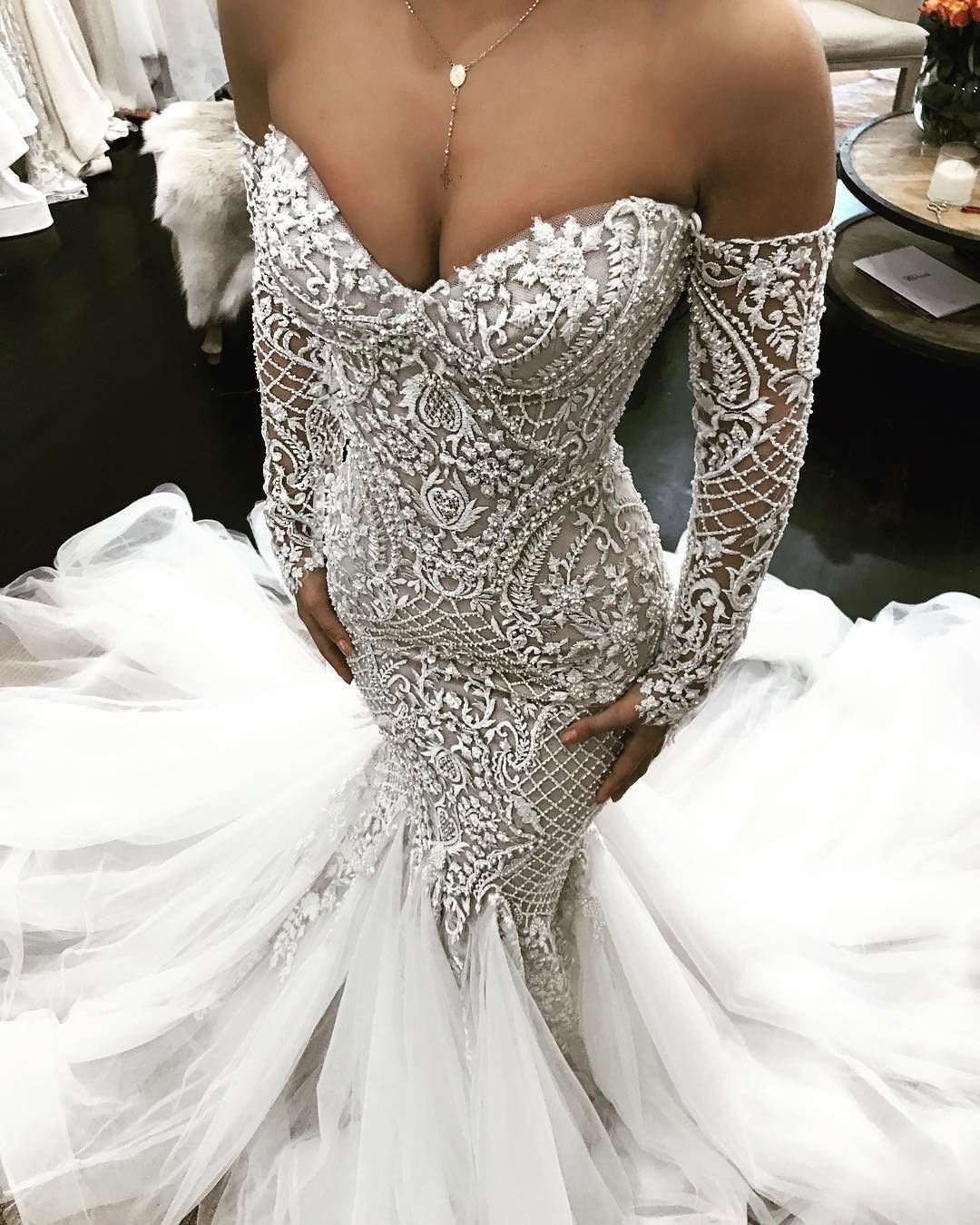 Sexy Mermaid Long Sleeves Wedding Dresses | Off The Shoulder Lace Elegant Bridal Gowns