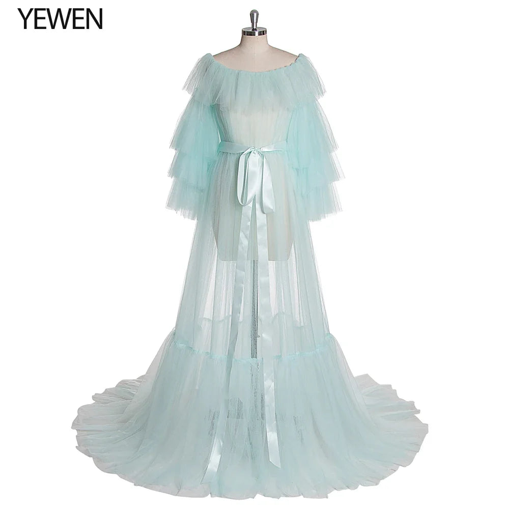 Sexy Pink Long Maternity Photography Props Dresses Tulle Perspective Pregnancy Mesh Maxi Gown For Pregnant Women Photo Shooting