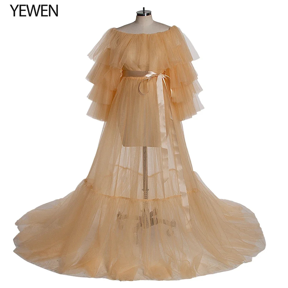Sexy Pink Long Maternity Photography Props Dresses Tulle Perspective Pregnancy Mesh Maxi Gown For Pregnant Women Photo Shooting