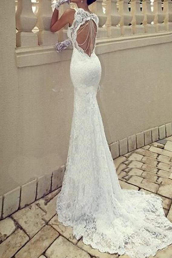 Sexy Plus Size Mermaid Beach Wedding Dress Scoop Lace Taffeta Chiffon Sleeveless Bridal Gowns with Sweep Train