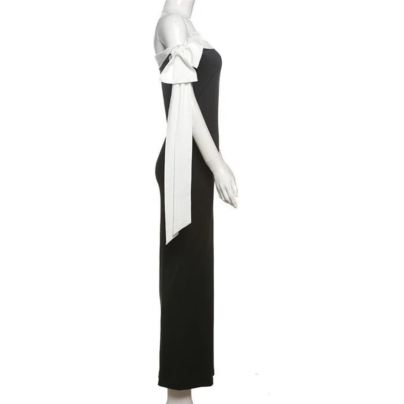 Diagonal Collar Backless Lace - Up Dress