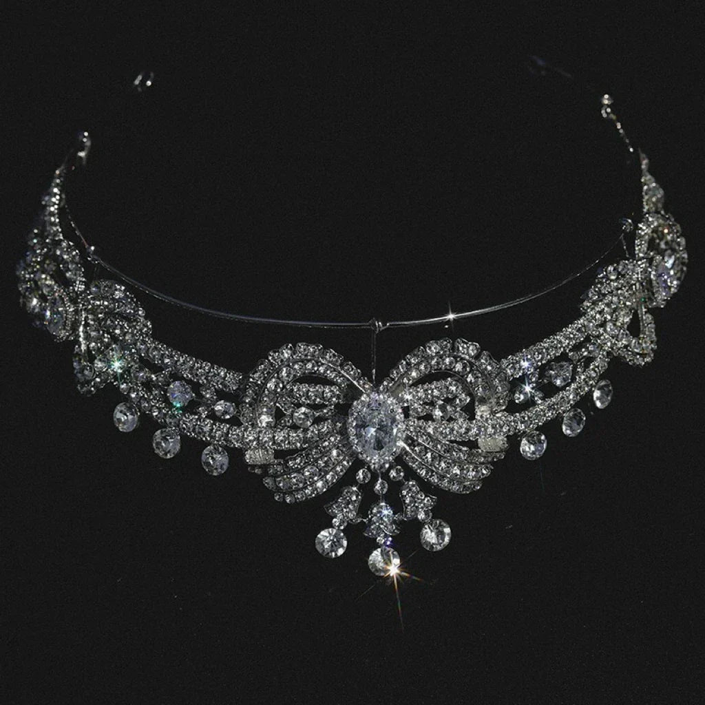 Rhinestones Crystal Tiaras and Crowns Women Headband For Brides Princess Queen Headpiece Wedding Accessories Bridal Hair Jewelry