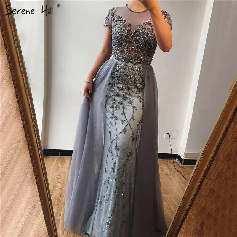 Zapdress Customized Short Sleeve Evening Dresses Mermaid Beaded Formal Party Gowns for Women (ZD17294)