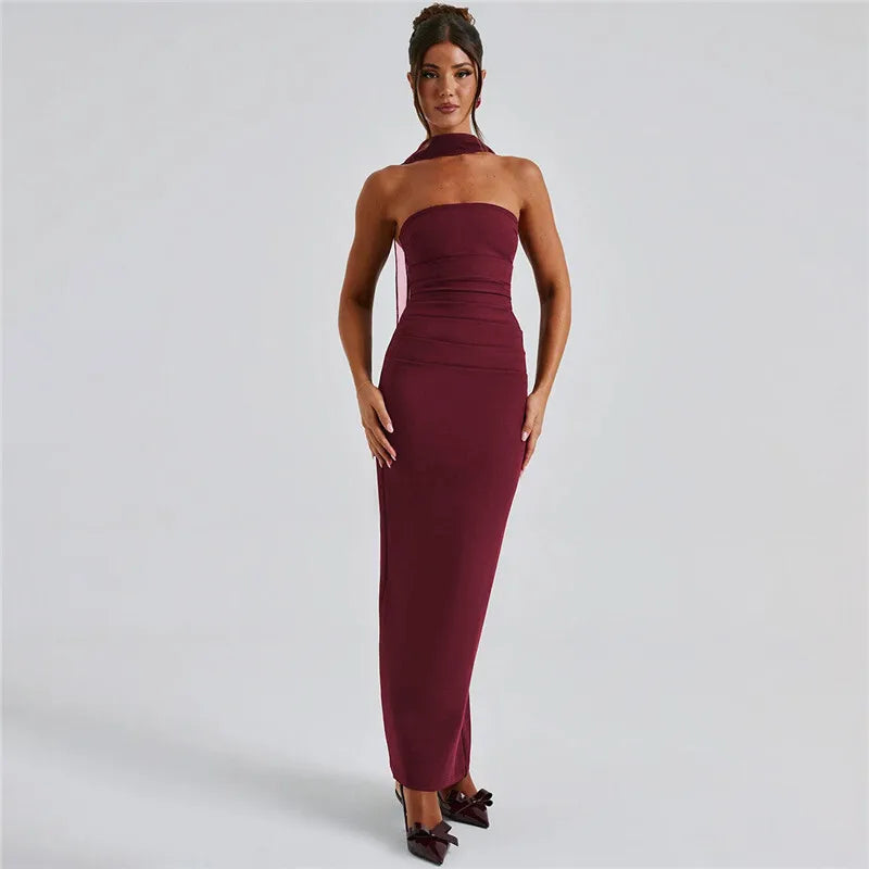 Mesh Sleeve Off - shoulder Long Dress