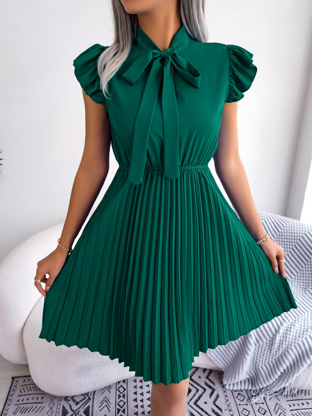 Narin Elegant Pleated Dress for Women Wedding Guest Look