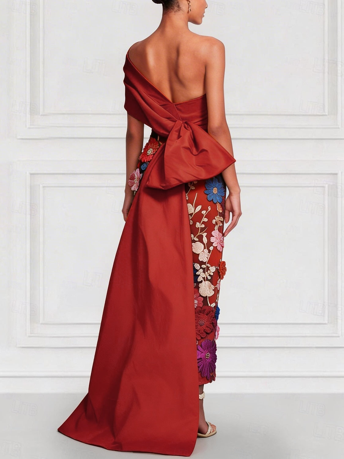 Simple & Casual One Shoulder Appliques Pleated Mermaid Evening Dresses