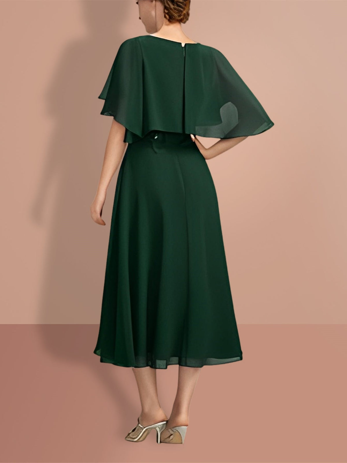 Short Sleeve A Line Gown with Jewel Neckline for the Mother of the Bride