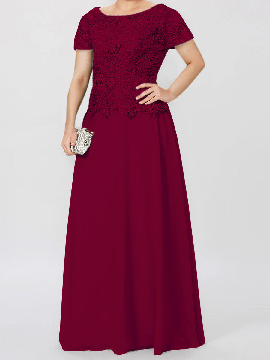 Short Sleeve A Line Mother of the Bride Dress with Applique and Sequins