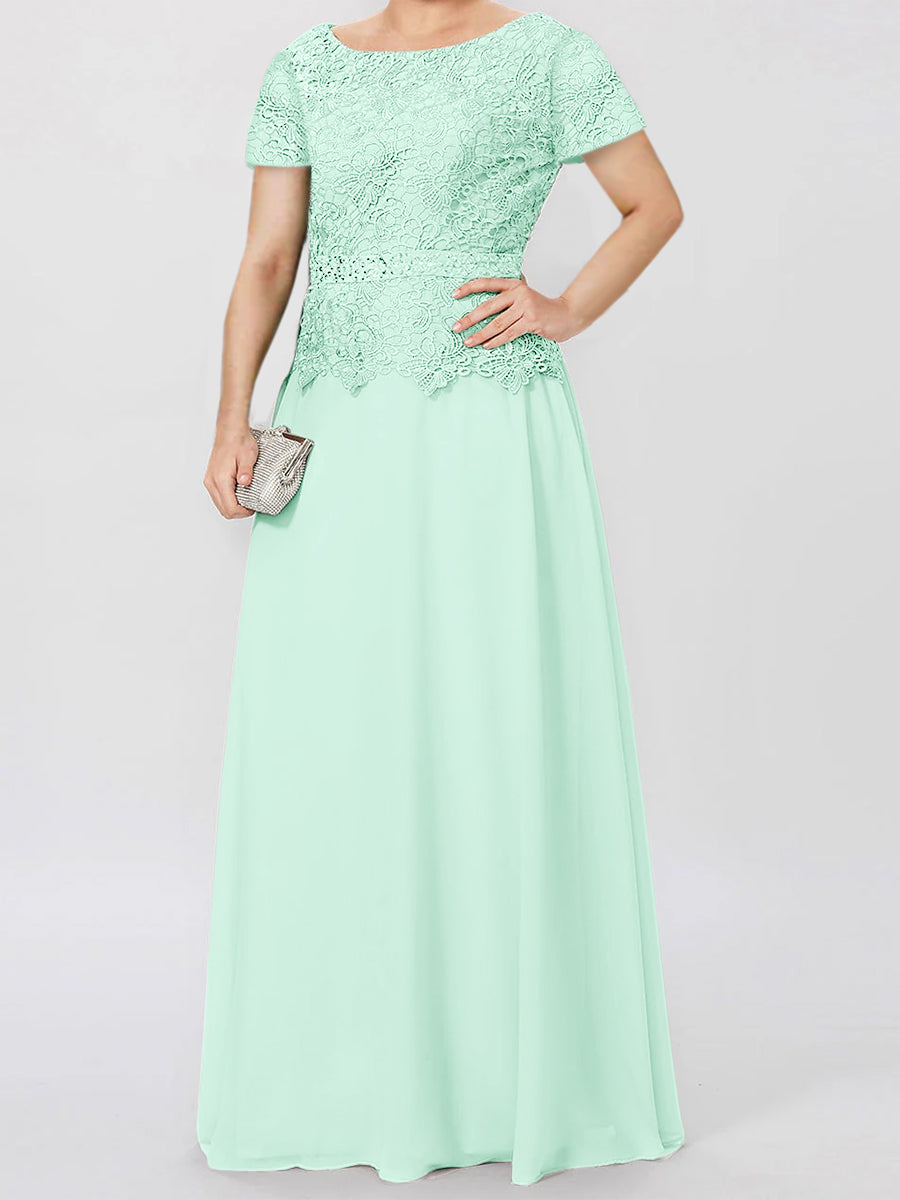 Short Sleeve A Line Mother of the Bride Dress with Applique and Sequins