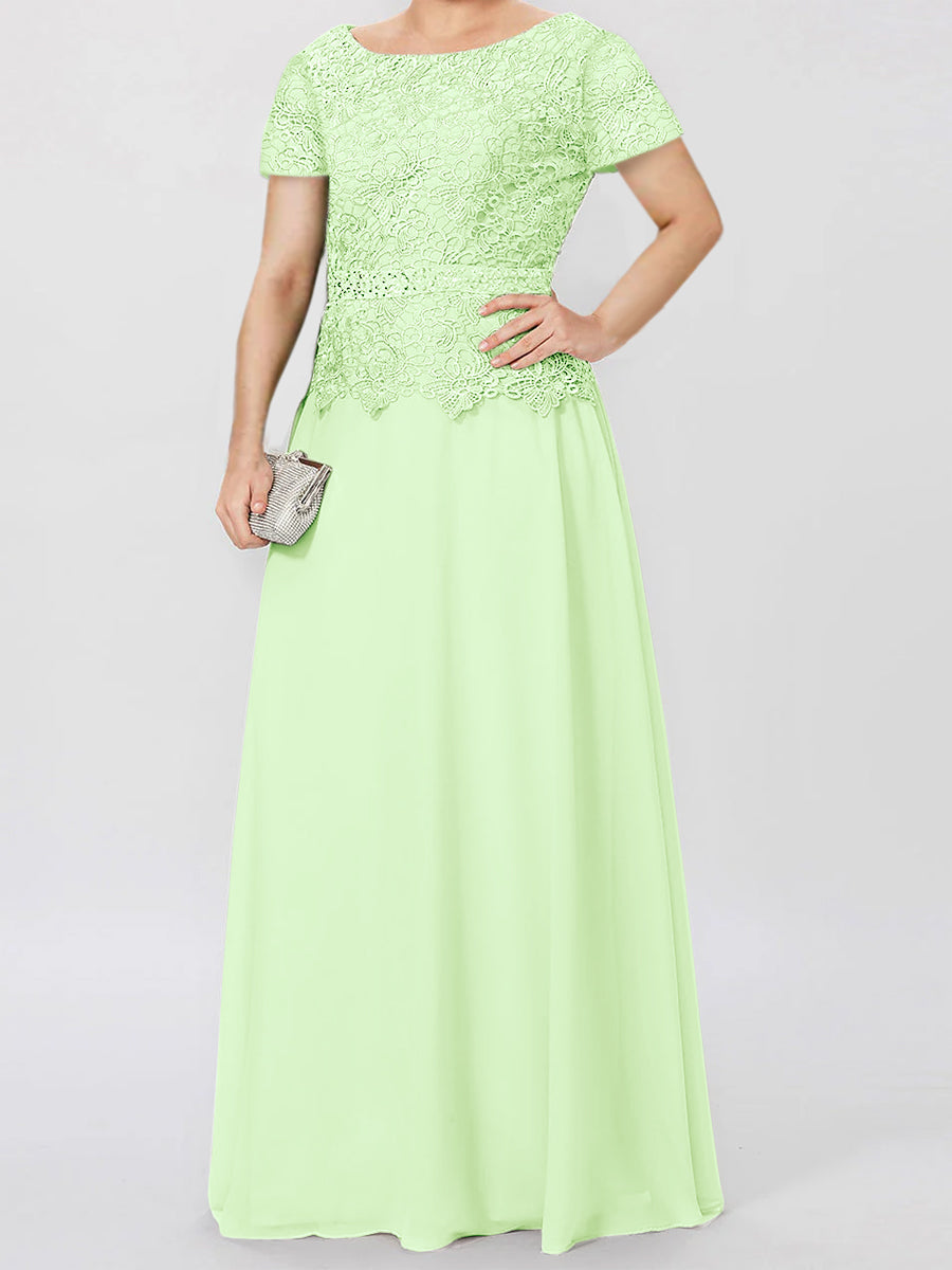 Short Sleeve A Line Mother of the Bride Dress with Applique and Sequins