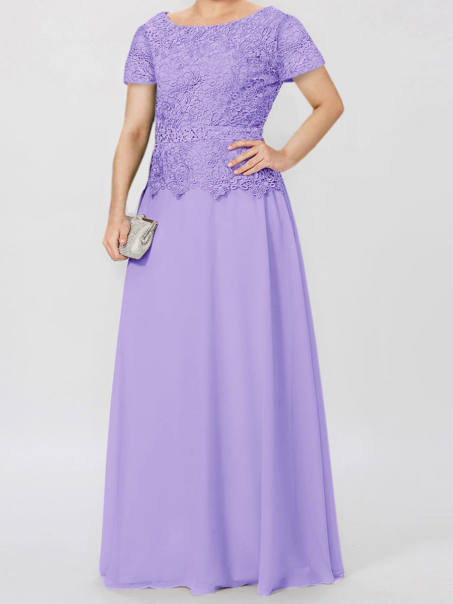 Short Sleeve A Line Mother of the Bride Dress with Applique and Sequins