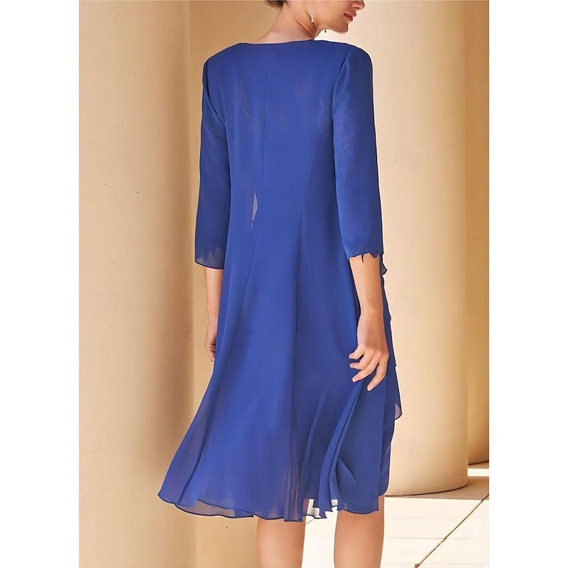 Short Sleeve Knee Length Lace Sheath Dress for the Mother of the Bride