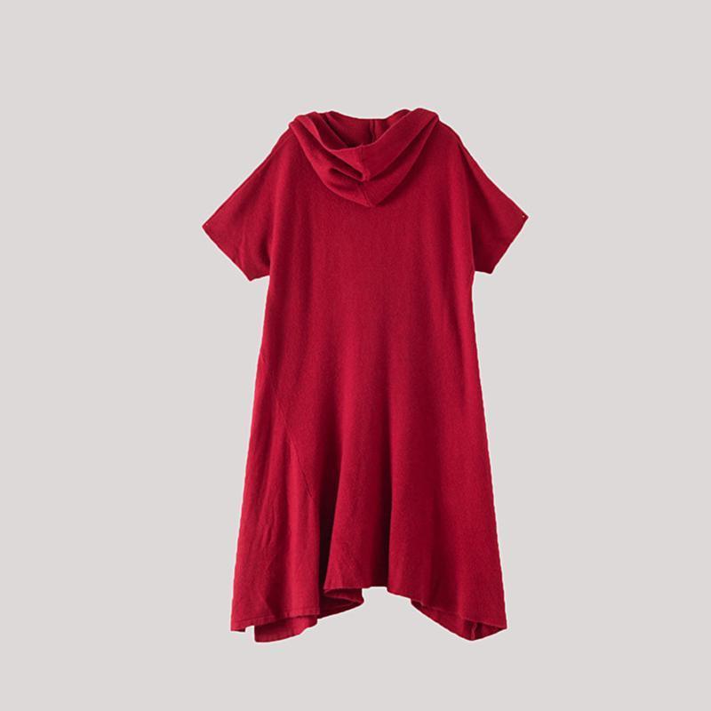 Short Sleeve Pure Color Knit Dress