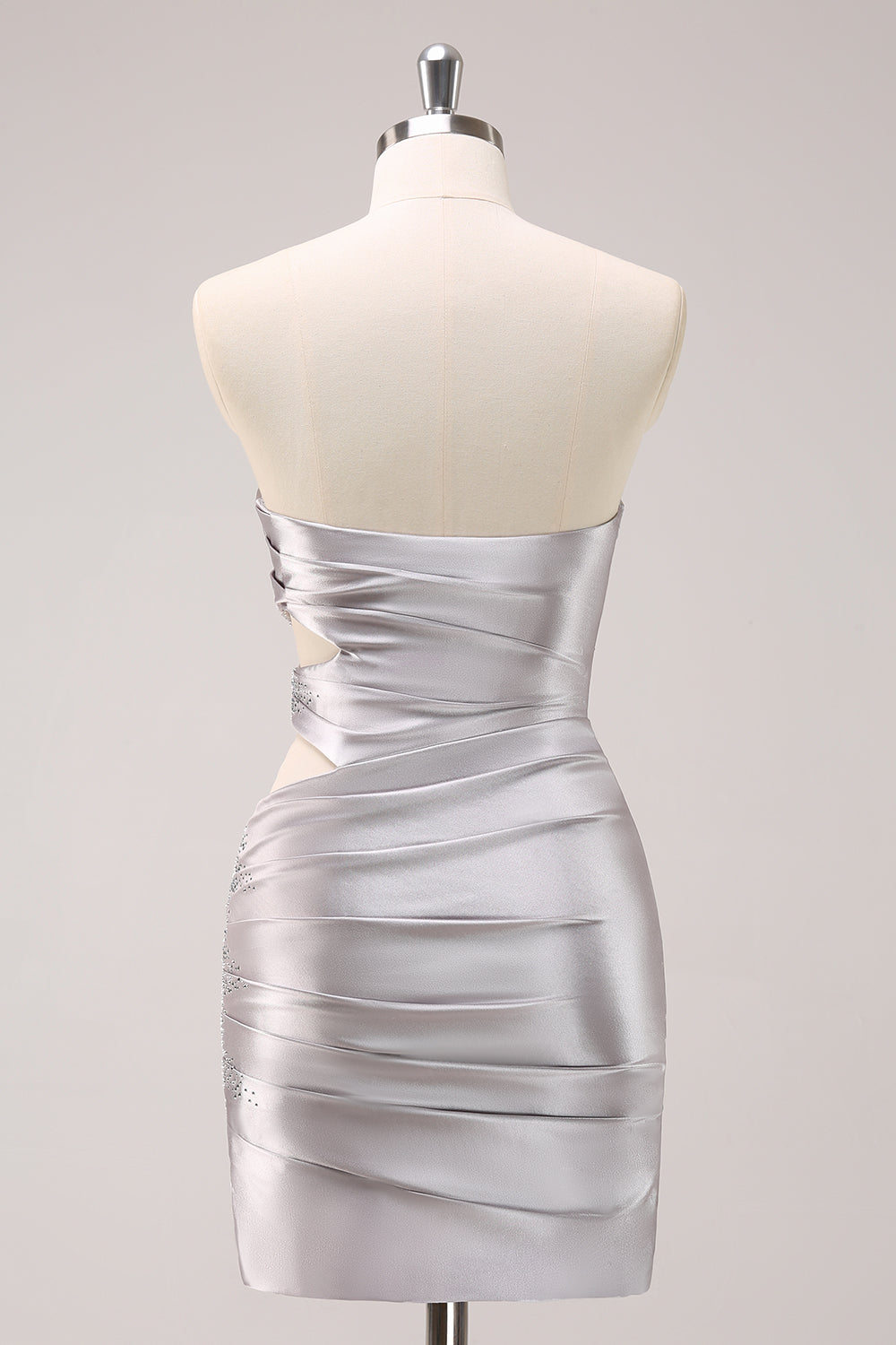 Silver Homecoming Dresses Beaded Short Tight Prom Dress